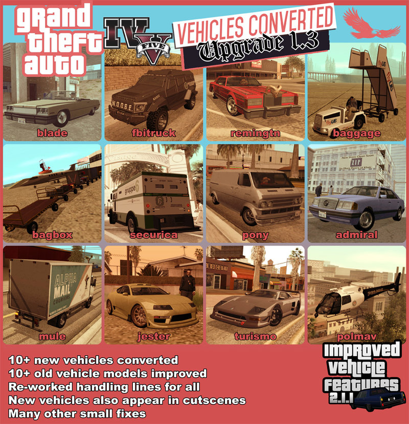 GTA San Andreas GTA V Cars to San Andreas Pack 1.4 [19.09.23 Update